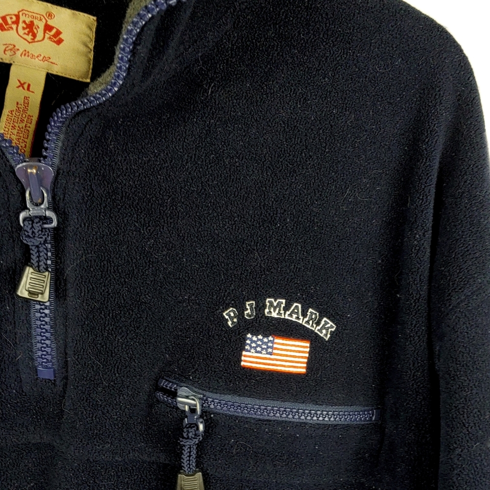 P.J.Mark Mens XL Navy Blue Fleece 1/4 Zip Pullover - Picture 4 of 5